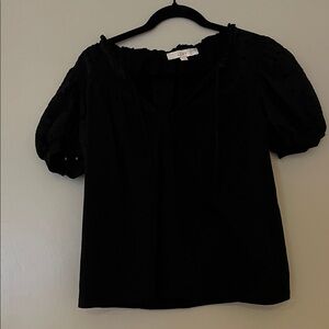 LOFT Black Puff Sleeve Blouse